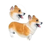 Kisangel 1PC Lifelike Welsh Corgi Model for Creative Animal Figure for Cognitive Education for Home and Office Decoration Fine Workmanship White Yellow