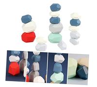 Kisangel 1Set Colorful Wooden Stone Educational for Building Blocks for Fine Motor Skills Logic Thinking Hand Eye Coordination Safe Solid Construction