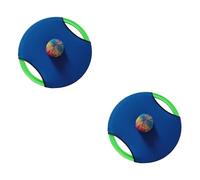 Kisangel 2 pcs Elastic Flying Disc Paddle Ball Set for Blue Trampoline Toss Catch Game for Indoor Outdoor Family Fun Enhances Hand Eye Coordination and Active Play Random Color