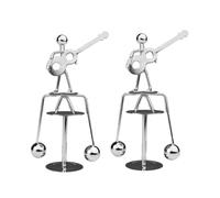 Kisangel 2 Pcs Metal Guitar and Balance Toy Desktop Decor Physics Balancing Toy Sturdy Practical Creative Art Sculpture for Office and Home