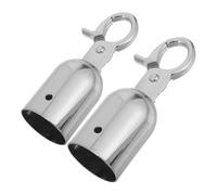 Kisangel 2 Pcs Silver Metal Rope End Stoppers with Hooks for Post Queue Barriers, Cord Termination Caps for Crowd Control Rope Rail Support in Hospitality and Event Safety