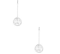 Kisangel 2 Pcs Stainless Grass Feeder Ball Hay Rack for Guinea Pigs Rabbit Feeder