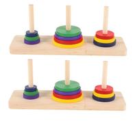 Kisangel 2 Pcs Wooden Hanoi Tower Puzzle Game Colorful Brain Teaser Board for Adults and Over Intellectual DIY for Creativity Logic Development and Party Playing