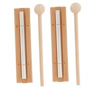 Kisangel 2 Set Meditation Chimes Hand Bells for Mindfulness and Classroom Use, Aluminium and Wooden Materials, Good Echo Function, for Attracting Students Attention during Meditation