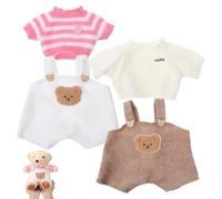 Kisangel 2 Sets Bear Clothes Outfit - Knit Sweaters And Corduroy Overalls for 12"/30cm Bear, Stuffed Animal Clothing for Plush Dolls