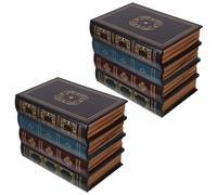 Kisangel 2 Sets Book Shaped Storage Box - Invisible Faux Book Shape Safe - Decorative Storing Boxes - 7.9"X6.3"X5.5" Retro-Style Empty Desktop Organizer for Keepsake