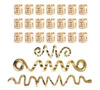 Kisangel 2 Sets Dreadlock Hair Jewelry - Gold Alloy Retro Snake Twisted Hair Decoration for Braids - Hippie Tribal Loc Jewelry - Dreadlock Cuffs for Party and Daily Wear