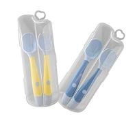 Kisangel 2 Sets Eating Training Tableware Bendable Soft Silicone Spoon and Fork for Self-Feeding Flexible TPE Handle for Comfortable Grip Safe Odorless PP Material Weaning Utensils
