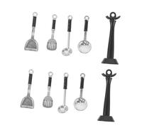 Kisangel 2 Sets Mini Cookware Accessories Kitchen Supplies Pretend Kitchen Accessories Miniature Cooking Utensil Black