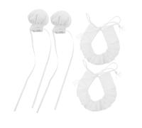Kisangel 2 Sets Mini Doll Chef Caps with Neckerchiefs Soft Cotton Tiny Bakery Hats for Plush Dolls Lightweight Decorative Mini Hats for Kitchen Role Play