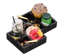 Kisangel 2 Sets Miniature Afternoon Tea Resin Models Mini House Decorative Platter Accessories for Dollhouse Colorful Pretend Play Foodie for Lightweight Portable Kit