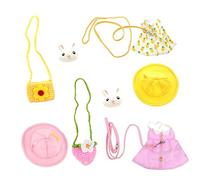 Kisangel 2 Sets Pet Rabbit Clothes and Harness Small Cotton Bunny Suit with Leash Hook and Loop Fasteners Comfortable Soft Costume for Guinea Pigs and Young Rabbits Cute Cartoon Design