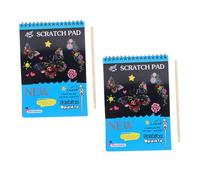 Kisangel 2 Sets Scratch Paper Book for DIY Black Scratch Off Art Crafts Imagination Development for Classroom Home Use