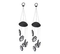 Kisangel 2 Sets Solar Paw Print Wind Chimes with LED Lights Energy Saving Outdoor Garden Hanging Lamps for Patio Balcony Weatherproof Solar Powered Decorative Lanterns with Soothing Chime