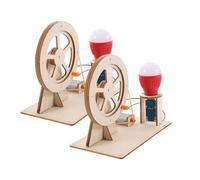 Kisangel 2 Sets Wooden Hand Generator DIY Model Generator Science Kit for Educational Projects Assorted Color and Easy Assembly to Train Analytical Skills and Generate Electricity for Random Color