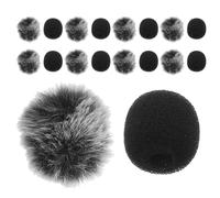 Kisangel 20pcs Microphone Windscreen Set 5 Furry Windshield Muffs and 10 Sponge Windproof Covers for Lavalier, Headset, and Handheld Microphones Wind Protection for Stage, Conference,
