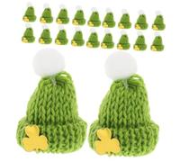 Kisangel 20pcs Mini St Patricks Day Small Knit Hats for Dolls and Crafts Tiny Green Irish Party Accessories with Elegant Bow Tie Festive Miniature Caps for St Patricks Day Decorations and