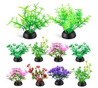 Kisangel 20pcs Plastic Water Grass Aquarium Adornment Simulation Plants Decor Realistic Natural Style Environment-friendly Fish Tank Decoration Random Style