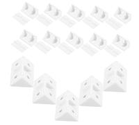 Kisangel 20Pcs Thickened Plastic Corner Brace with Cover White Furniture Corner Connectors Stable Shelf Brackets for Cabinet and Wall Hanging Easy Installation Angle Brackets