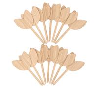 Kisangel 20pcs Wooden Leaf Shaped Garden Plant Labels Flower Markers Decorative Plant Signs for Indoor Outdoor Seedlings Vegetables Potted
