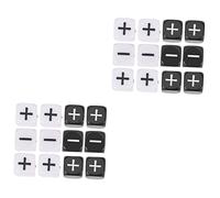 Kisangel 24 Pcs Black White Dice Sided Plus Minus Sign Counting Dice for Party Games Table Games Easy to Read Design