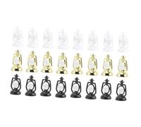 Kisangel 24pcs Miniature Lantern Ornaments Set for Xmas Decor, Black White Gold Mini Desk Lamps, Christmas Tabletop Ornament for Dollhouse and Holiday Crafts