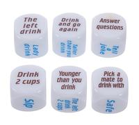 Kisangel 25mm English Drinking Dice Set for Adults Fun Party Game 6 Creative Dices for Bar and KTV Entertainment
