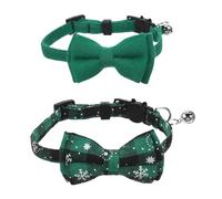 Kisangel 2pcs Adjustable Cat Breakaway Collar with Removable Bow Tie and Safety Bell Soft Fabric Kitten Collar for Small Cats and Puppies Lightweight Decorative Pet Necklace for Everyday