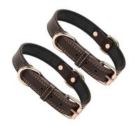 Kisangel 2pcs Adjustable Leather Puppy Collar for Small Dogs and Cats Soft Pet Necklace with Secure Metal Buckle Comfortable Fit Rivet Collar for Daily Walks and Celebrations