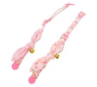 Kisangel 2pcs Adjustable Pet Collar with Bell and Flower Necklace for Dogs and Cats Cute Heart Cherry Design Comfortable Fit for Birthday Photo Shoot and Anniversary Celebrations