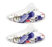 Kisangel 2pcs Alto C Ocarina Porcelain Musical Instruments with Long Mouthpiece Comfortable Play Blue and Red Floral Pattern Traditional Chinese Design for Beginner Practice