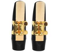 Kisangel 2pcs Alto Saxophone Mouthpiece with Plastic and Gold Ligature Reliable Craftsmanship for Jazz Classical Indoor Outdoor Performances Compatible with Alto Sax Instruments