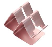Kisangel 2pcs Aluminium Alloy Desktop Phone Stand Ergonomic Compact Mobile Holder for Office Bedroom Study Portable Household Rack for Tablets and Smartphones Rose Gold