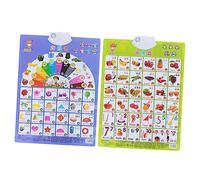 Kisangel 2pcs Audio Learning Chart Bilingual English Chinese Educational Wall Poster for Interactive Voice Response Recognizing for Early Education