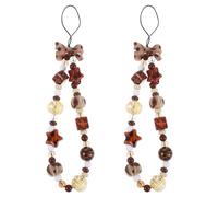Kisangel 2pcs Beaded Phone Wrist Strap: Phone Charm with Leopard Print - Anti-Lost Chain Aesthetic Wristlet Strap - Camera Charm Bracelet Lanyard Keychain Pendant