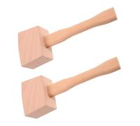 Kisangel 2pcs Beech Wood Mallet Hammer for Woodworking and Home Bartending Smooth Polished Hardwood Ice Crusher with Ergonomic Handle Manual Ice Hammer for Cocktail Lovers and Carpenter