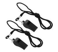 Kisangel 2pcs Black Abs Whistles with Lanyard for Coaches Referees Teachers Loud Emergency Safety Survival Signal for Outdoor Training and Sports