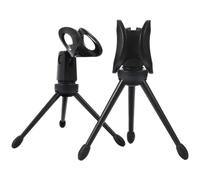 Kisangel 2pcs Black Universal Microphone Stand Tripod, Plastic Mic Holder Bracket for Desktop and Home Podcast Recording, Compact Simple Microphone Stand Accessory