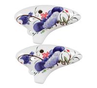 Kisangel 2pcs Blue and White Ceramic Ocarina Six Hole Flute Ac Tone Ocarina for Adults for Beginners Music Practice and Party Favors