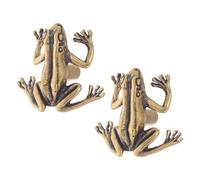 Kisangel 2pcs Brass Frog Drawer Pulls Vintage Knobs for Dresser Easy Installation Comfortable Grip Frog-Shaped Classic Hardware for Drawers Wardrobes Room Home Interiors