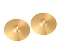 Kisangel 2pcs Brass Hi Hat and Crash Ride Cymbals for Drum Set Durable High Hardness Brass with Traditional Finish Suitable for Beginners Students and Professional Percussion Players