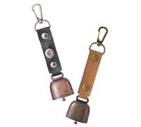 Kisangel 2Pcs Camping Bells with Hiking Buckles Loud Lost Hanging Bells for Pets Outdoor Hiking Mountain Biking and Early Childhood Education Accessories in Black and Caramel Colors