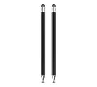 Kisangel 2pcs Capacitive Stylus: 2-in-1 Metal Touch Screen Pen with Disc Tip and Silicone Tip, Fit Cellphone and Tablets, High Precision For Painting Writing (Black)