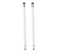 Kisangel 2pcs Capacitive Stylus: 2-in-1 Metal Touch Screen Pen with Disc Tip and Silicone Tip, Fit Cellphone and Tablets, High Precision For Painting Writing (White)