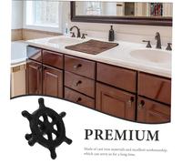 Kisangel 2pcs Cast Iron Drawer Pull Handles Coastal Nautical Cabinet Knobs Ocean Theme Cupboard Hardware for Wardrobe Closet Furniture with Smooth Grip Black Retro Style