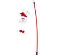 Kisangel 2pcs Cat Teaser Stick Santa Claus Shape Interactive Cat with Bell Red Pp Material for Exercise and Play with Your Xmas