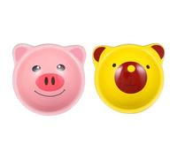 Kisangel 2pcs Ceramic Hamster Feeding Bowls with Adorable Cartoon Shape, Practical and No Fading Pet Food Containers Suitable for Multiple Pets Assorted Style Assorted style