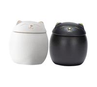 Kisangel 2pcs Ceramic Pet Urns for Cats Adorable Cat Shaped Memorial Keepsake Jars with Sealing Design Sturdy Ceramic Ashes Boxes Versatile Small Storage Containers