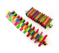 Kisangel 2pcs Colorful Hanging Parrot with Block String for Chewing and Grinding Safe Small Bird Playthings for Cockatiels Parakeets and Budgies Fun Exercise and Skill Random Color