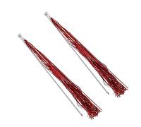 Kisangel 2pcs Colorful Tassel Cat Teaser Stick Toy Set Interactive Cat Ribbon Teaser with Anti-skid Handle for Indoor Play and Bonding Red